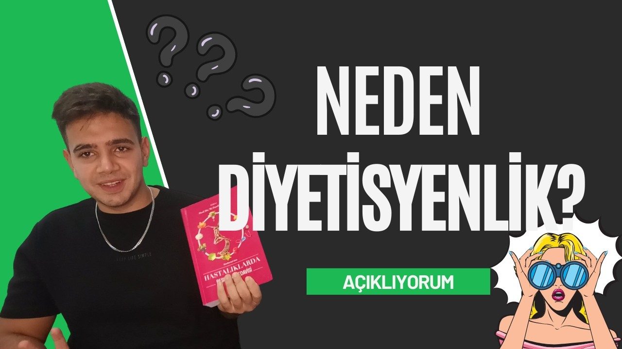 Video kapağı: “Neden Diyetisyenlik? Açıklıyorum” yazısı ve elinde kitap tutan genç bir adam